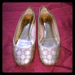 Michael Kors Metallic Gold Perforated Flats